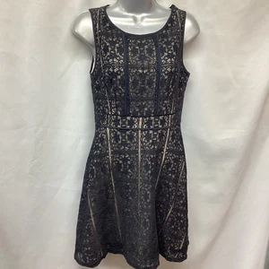 Ladies OASIS Navy Blue Lace Detail Floral Pattern Dress Size XS (475S) - Picture 1 of 7