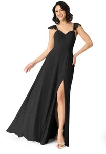 Neu mit Etikett Azazie Everett Brautjungfernkleid Damen A6 schwarz ärmellos Schlitz - Bild 1 von 14