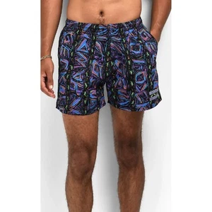 Gecko Hawaii Iconic Gecko Wrap Black & Pink Volley Shorts M Pull On Swimwear - Picture 1 of 9