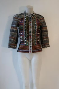 Rare Womens Byron Lars Beauty Mark Black-Multi Print Twill Blazer 2 - Picture 1 of 10