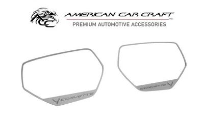 2020-2024 Corvette C8 2pc Side Mirror Trim Stainless Steel Brushed w Etched Logo - Image 1 of 4