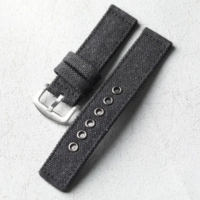 Correa de reloj de lona 20 22 24 mm doble capa gruesa tela militar correa de reloj para hombres Foto 1 de 4