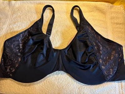 BALI MINIMIZER BRA SIZE 44DD STYLE 1004 BLACK w LACE ACCENT UW FR/SHP - Image 1 of 4