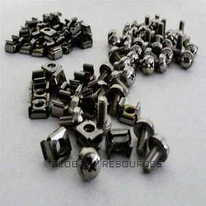 Tuercas enjauladas M6 y tornillos 10-32 para kit de hardware de montaje en rack de servidores - Paquete de 50 - Imagen 1 de 1
