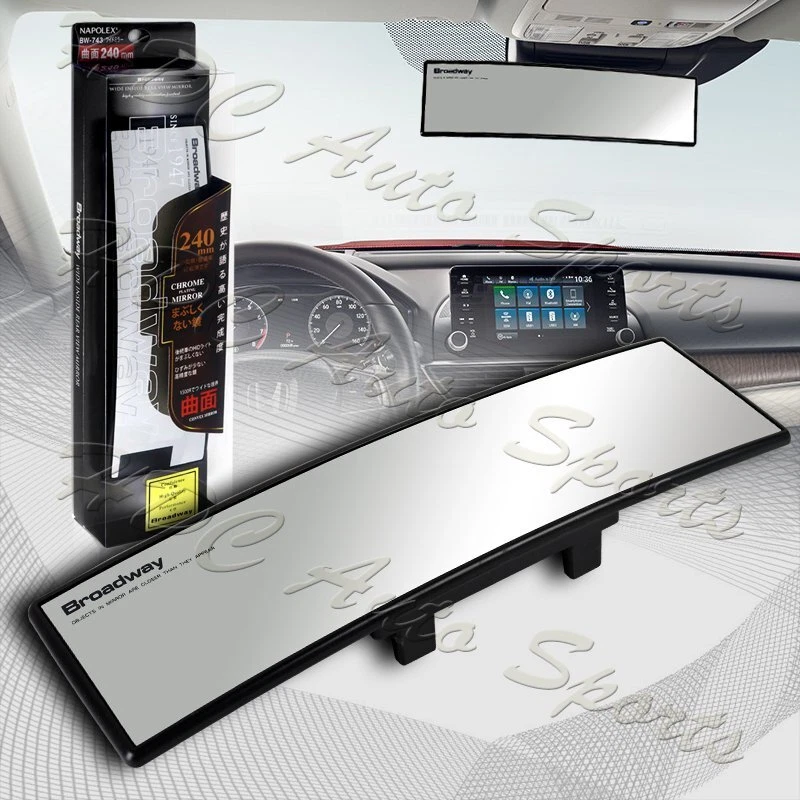 Universal Broadway Convex Interior Clip on Rear View Clear Mirror 240mm Wide