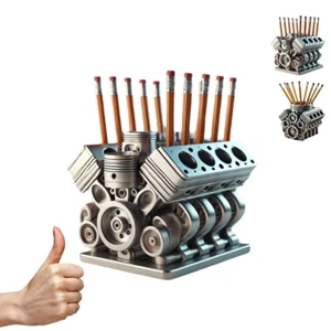 Engine Block Pen Holder Desk Organizer Perfect Gift for Pencil Home Decor GT - Picture 1 of 15