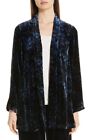 NWT Eileen Fisher Long Printed Velvet Shawl Collar Jacket Size XS Midnight