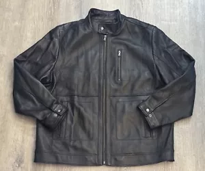 RoundTree & Yorke Genuine Lambskin Full Zip Jacket Coat Men’s XL Tall Lined - Picture 1 of 8