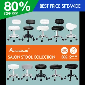 ALFORDSON Salon Stool Saddle Backrest Swivel Barber Hair Dress Leather Chair - Picture 1 of 267