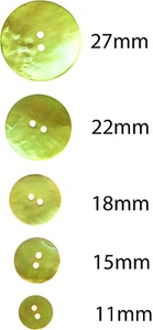 Lemon & Lime Akoya Mother Of Pearl Buttons: 11,15,18,22,27mm, Yellow, Green - Picture 1 of 1