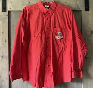 VTG Red Oak Sportswear Red Ohio State Buckeyes NCAA Button Up Shirt Check Men XL - Picture 1 of 6
