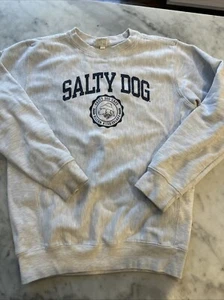 Youth Salty Dog Cafe Reverse Weave Fleece Champion Sweatshirt; Gray w Navy; Sz L - Picture 1 of 11