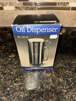 De colección Nuevo Vitantonio 7" Alto Acero Inoxidable Olla de Aceite de Cocina Dispensador ¡Bonito! Foto 1 de 4