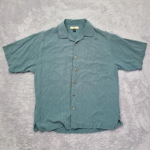 Tommy Bahama Hawaiian Shirt Men's size Large Short Sleeve Blue 100% Silk - Picture 1 of 11
