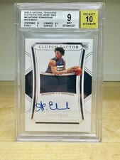 ANTHONY EDWARDS 2020 NATIONAL TREASURES ROOKIE PATCH AUTO WHITE BOX 1/1 BGS9/10