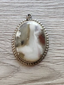 Nachlass Sterling Vintage Moosachat Halskette Anhänger - Bild 1 von 8