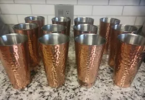 Juego de 12 vasos altos de cobre martillado, 7" por 3,75" - Imagen 1 de 13