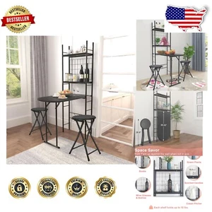 Folding Retro Kitchen Table and Stool Set - Space-Efficient Dining Experience - Picture 1 of 8