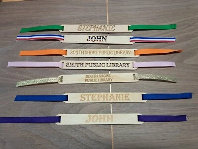 Custom Wood Bookmark * Custom Engraved / Etched / Cut Out * Choice of Ribbon