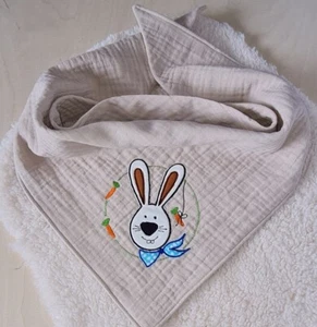 Musselin Tuch Halstuch Mulltuch Schnuffeltuch Schal Hase Tier - Bild 1 von 1
