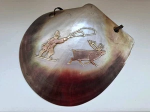 Muschel Perlmutt Relief Jagd Geschnitzt Kunshandwerk Antik - Bild 1 von 6