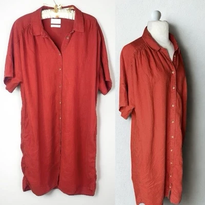 VTG J.Crew 100% Linen Shirt Dress Cottagecore Prairie Boho Old Money In India - Image 1 of 4