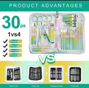 Manicure And Pedicure Tool Set - Includes Cuticle And Nail Cutter Kit 30pcs - Picture 1 of 4