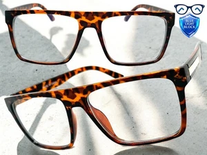 Classy Elegant Modern Blue Light Block Computer EYE GLASSES Large Tortoise Frame - Picture 1 of 6