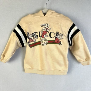 Gucci Sudadera con Capucha Bebé 9 - 12 Mos Correr Animales Dorado Diseñador Logo Italia - Imagen 1 de 13