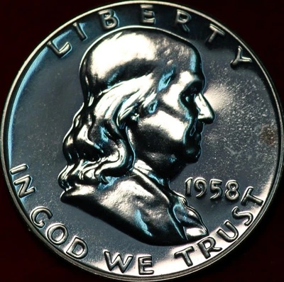 Medio Franklin de plata 1958 Philadelphia Mint prueba sin circular Foto 1 de 2