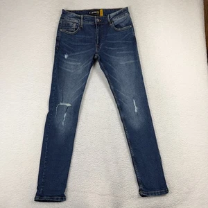 Jeans Raw X Uomo Blu Skinny 30 (30x30) Biker Y2K Elasticizzato Anticato Med Wash - Foto 1 di 9