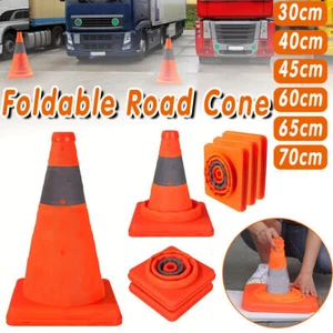 Folding Traffic Road Cone Telescopic Reflective Tape Warning Sign Safety Witches - Picture 1 of 25