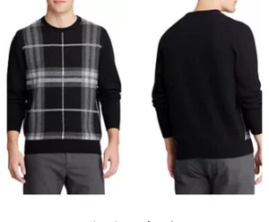Chaps Crew Neck Plaid Sweater Size Large black Men’s - Picture 1 of 4