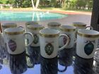 9 GOLD BUFFET ROYAL GALLERY MUGS WITH VIBRANT EGG AND GOLD TRIM EXCLUSIVE