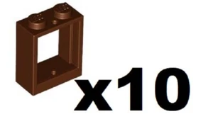 LEGO 10 New Reddish Brown Window Frames Flat Front 1 x 2 x 2 Part 60592 RB02 - Picture 1 of 2