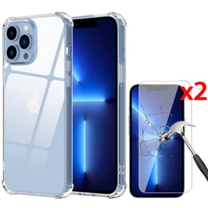 For iPhone 13 Pro/13 Pro Max Case Clear Shockproof TPU Cover, Screen Protector - Picture 1 of 43