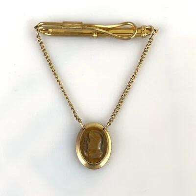 De Colección Extensible Ajustable Barra de Corbata Clip Cierre Soldado Romano Tallado Ojo de Gato Foto 1 de 4