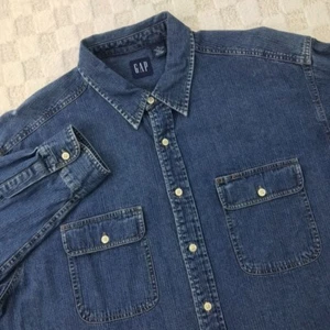 Vintage GAP Denim Shirt Mens Extra Large Blue Jean Button Up 90s Y2K Loose * - Picture 1 of 12