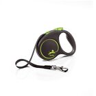 Flexi Black Design Tape Green Small 5m Retractable Dog Leash/Lead for dogs up to