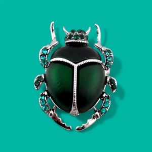 Broche escarabajo escarabajo escarabajo vidrio iridiscente pin insecto egipcio Ra insecto dorado j4 - Imagen 1 de 4