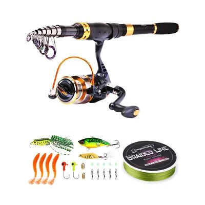 Sougayilang Fishing Rod Reel Combos Carbon Fiber Telescopic Fishing Pole with... - Image 1 of 4