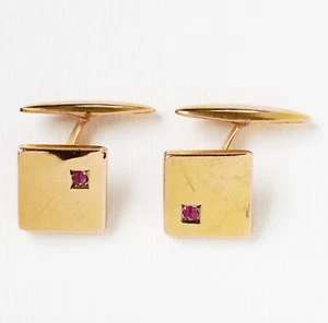 Paar edle Jugendstil Manschettenknöpfe 8 Karat 333 Gold 5,43 g Rubine um 1900 - Bild 1 von 3
