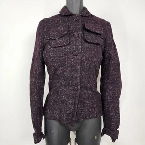 Vintage 1950s/60s Purple Tweed Button Front Lined Jacket Coat Womens - Picture 1 of 7