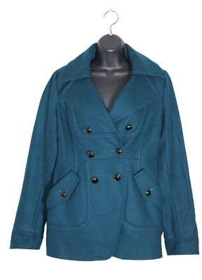 Guess Women’s Wool Blend Double-Breasted Peacoat Jacket Teal Petite PS - Image 1 of 4