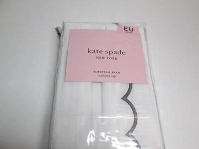 Kate Spade New York FLOR CAINDO European Sham borda recortada branca/carvão - Imagem 1 de 4