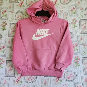 Pink Nike Hoodie White Check Swoosh Logo Girls Size 6x - Picture 1 of 7
