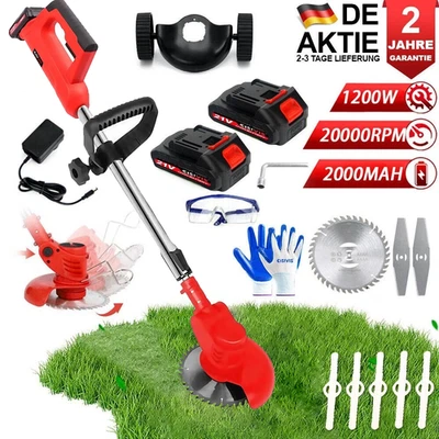 800W Akku Rasentrimmer mit 2 Akkus & Ladegerät Elektro Freischneider Motorsense - Bild 1 von 4