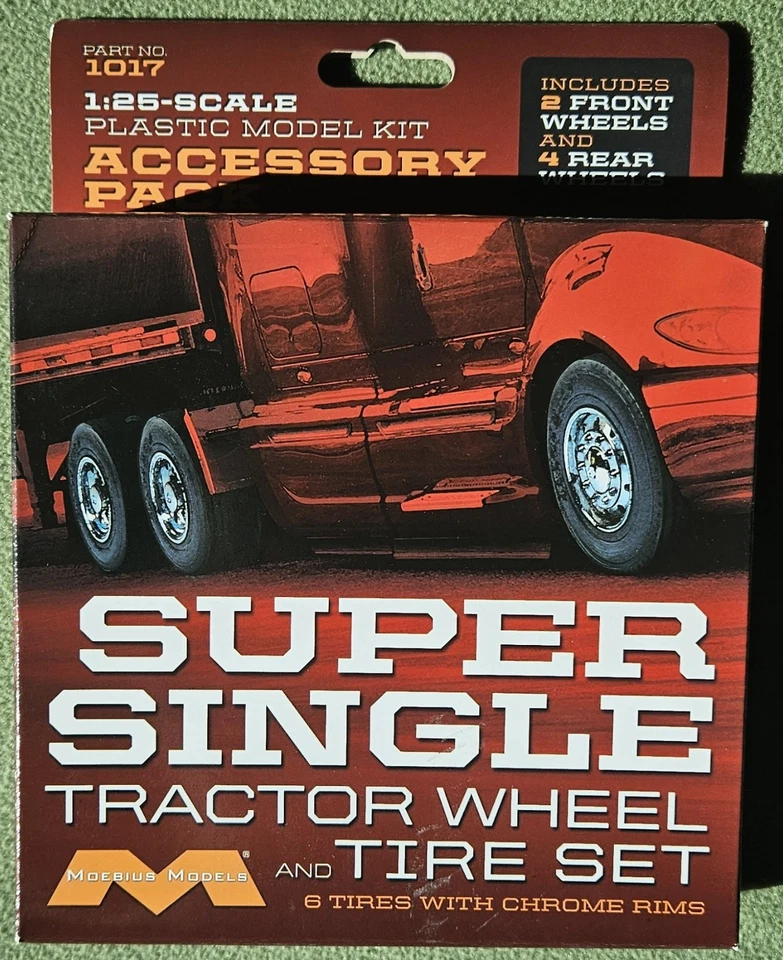 Moebius Models Super Single Tractor Wheel & Tire Set 1/25 Scale 1017 Accessory
