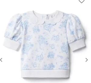 Janie And Jack Girls Size 6 Sweatshirt: blue and white Alice in wonderland Print - Picture 1 of 5