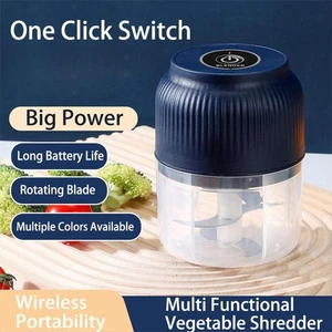 250ml Mini Wireless USB Rechargeable Electric Vegetable Chopper Garlic Crusher - Picture 1 of 17